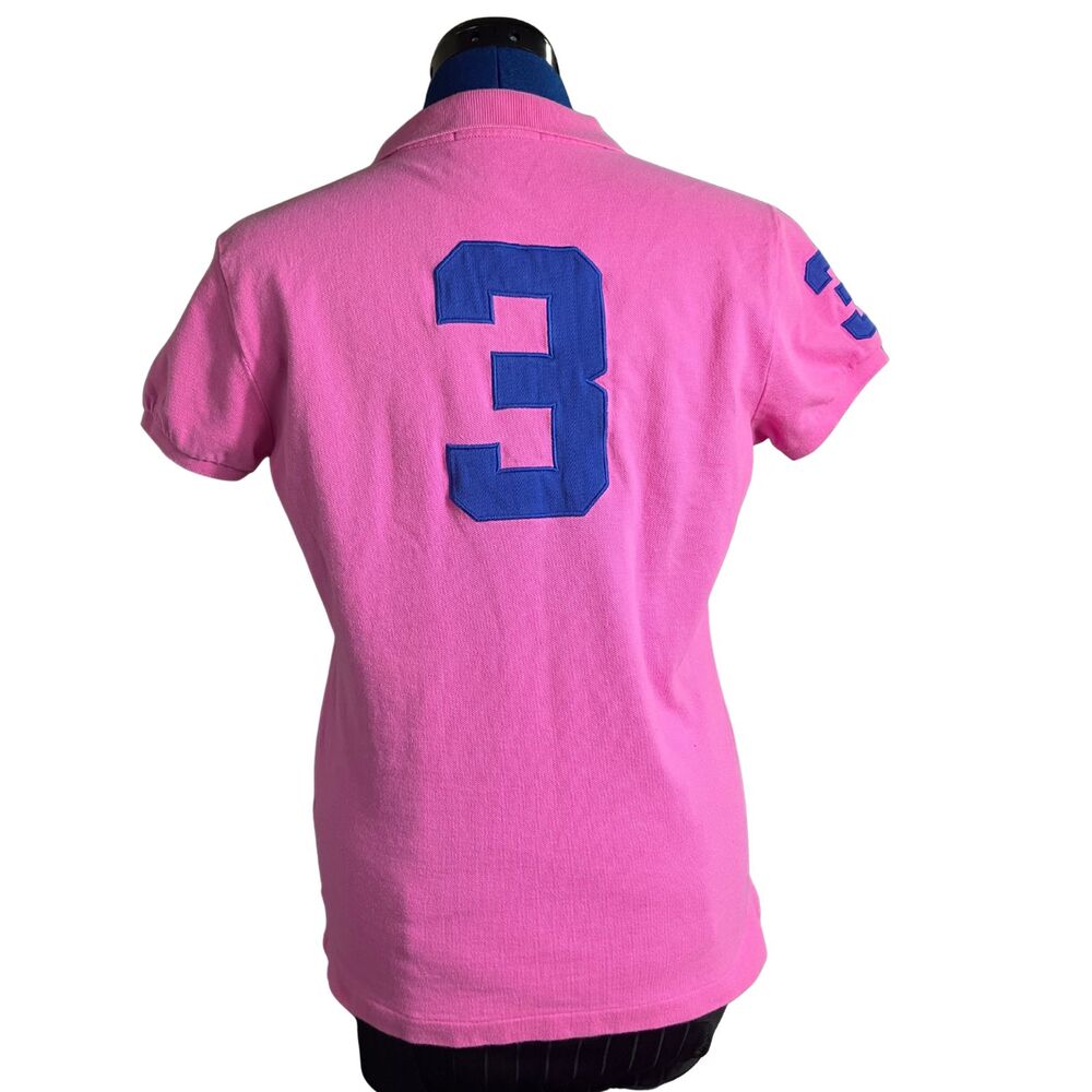 Ralph Lauren Pink Skinny Polo Shirt Women’s Size L Short Sleeve - Picture 3 of 8